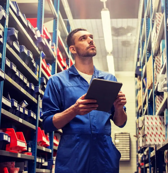 Man looking at inventory