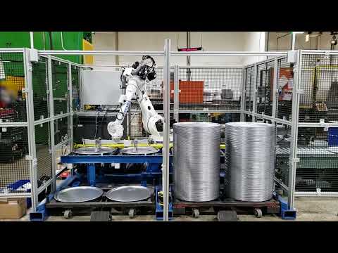 aXatronics Robotic Double Stacker for Formed Pre Curled Drum Parts