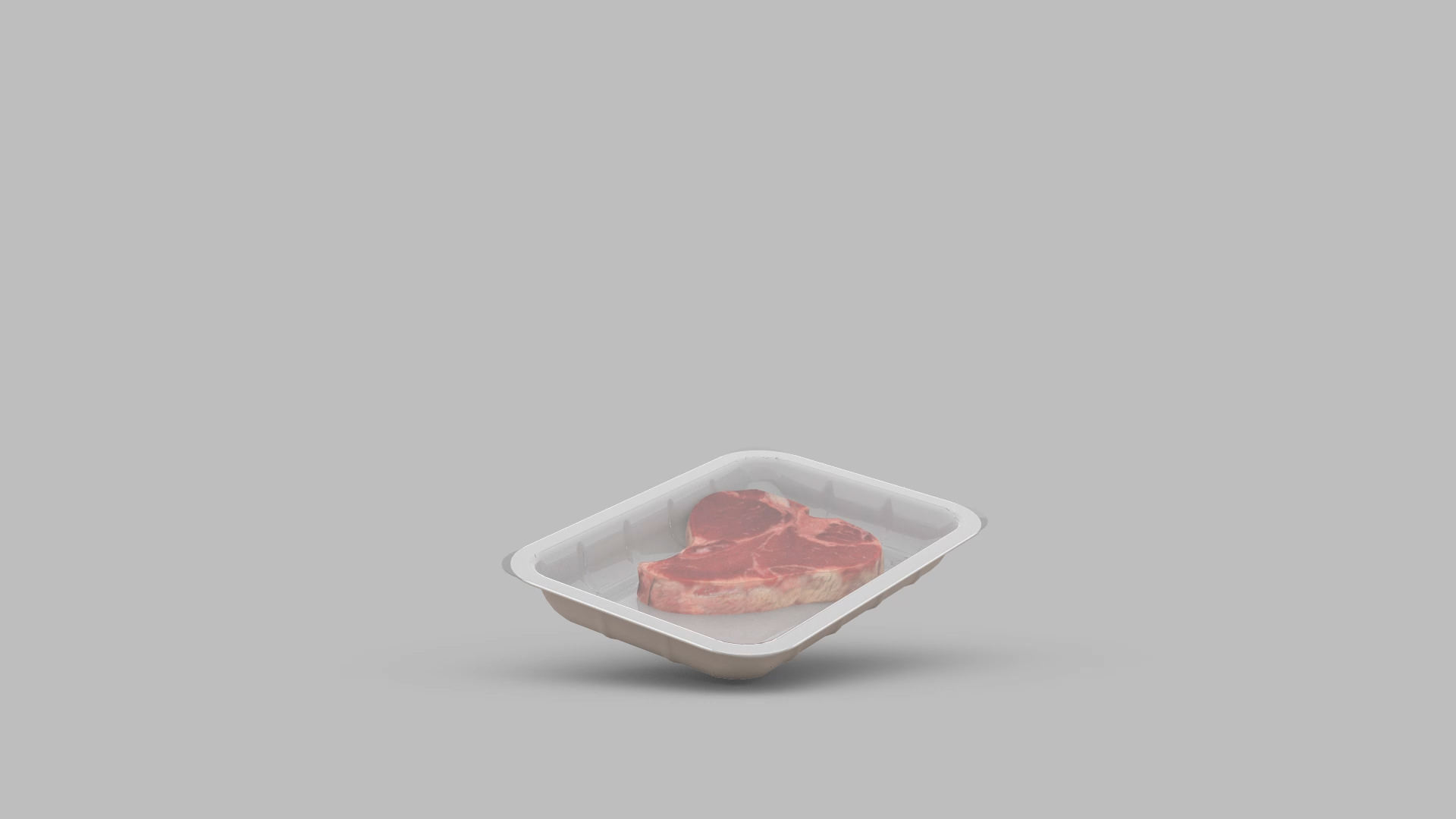 Steak in disposable paper tray